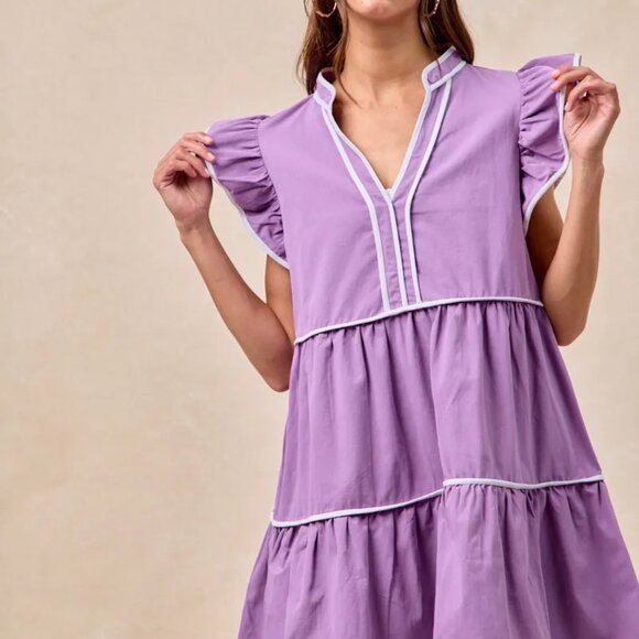 ✨NWT BiBi Gameday Theme Contrast‎ Binding Ruffled Dress - Picture 9 of 14